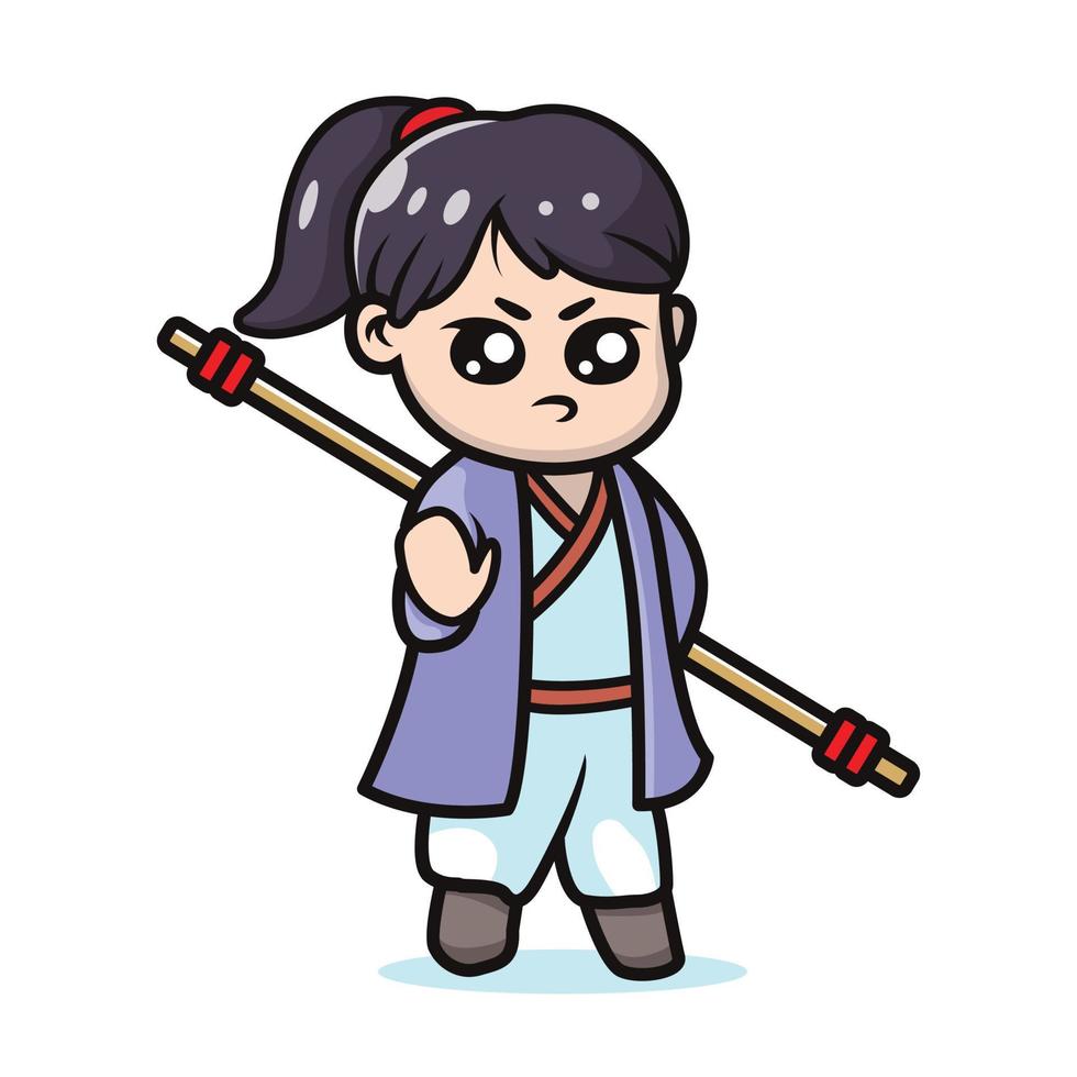 Kungfu girl cute mascot vector