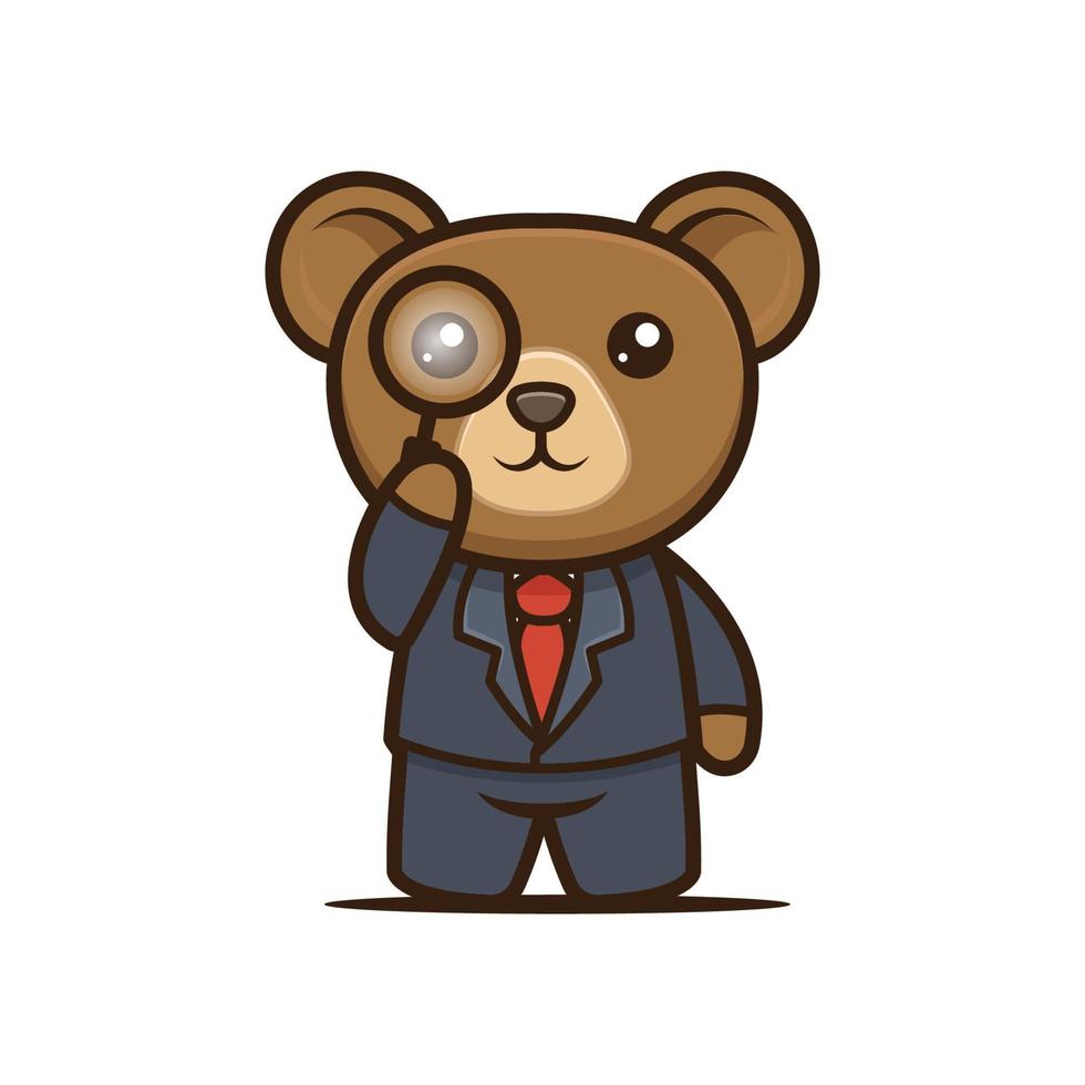 lindo diseño de mascota de oso de negocios vector