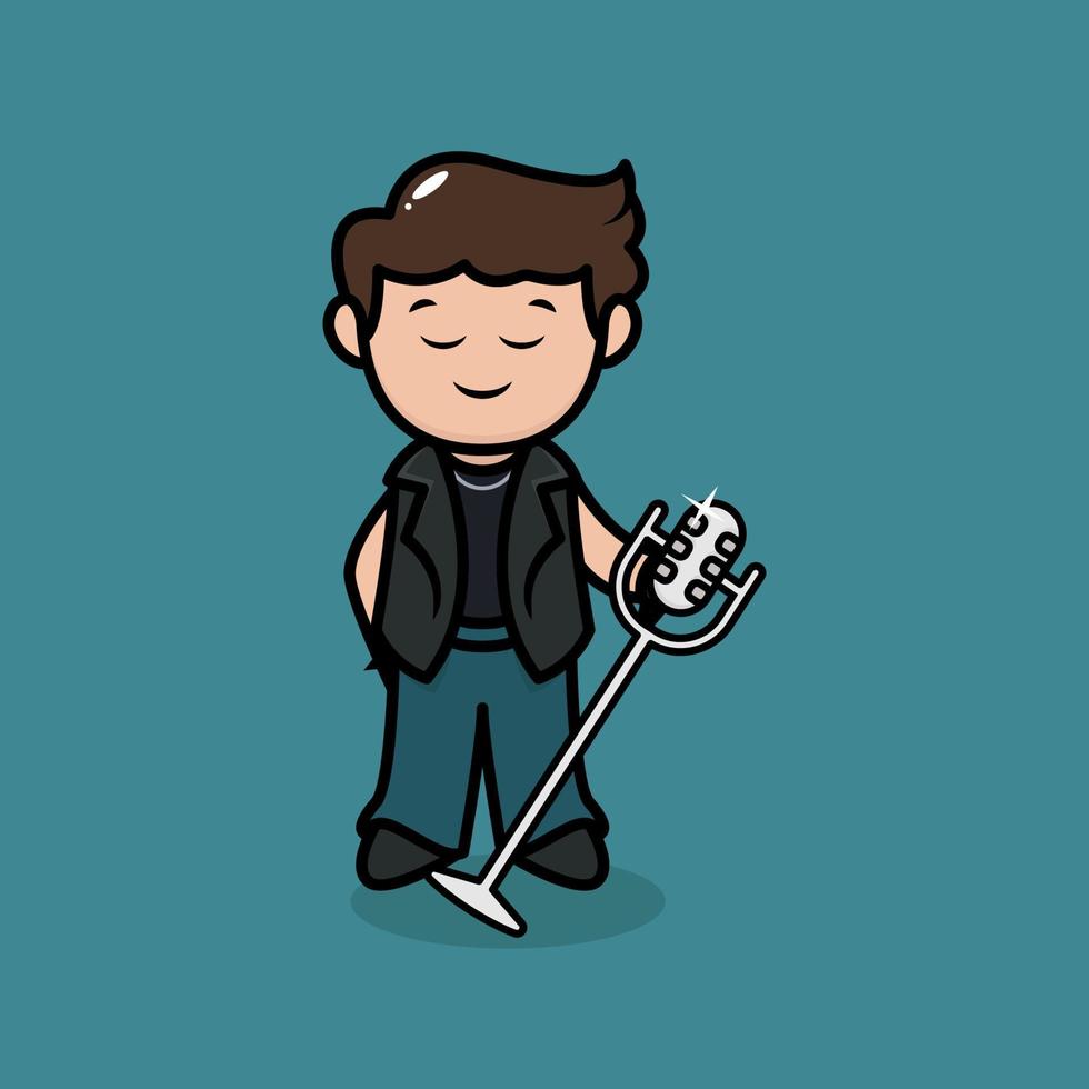 Cute rockstar male mascot vector