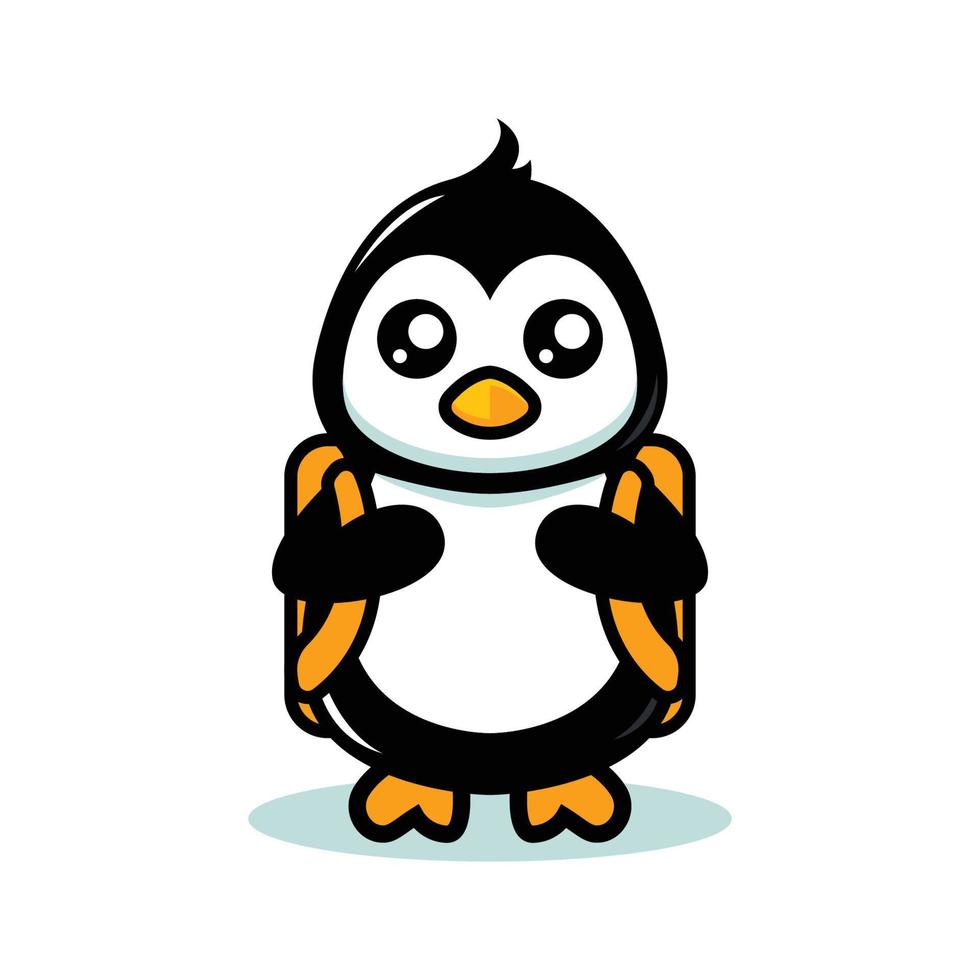 tema lindo de la escuela de la mascota del pingüino vector