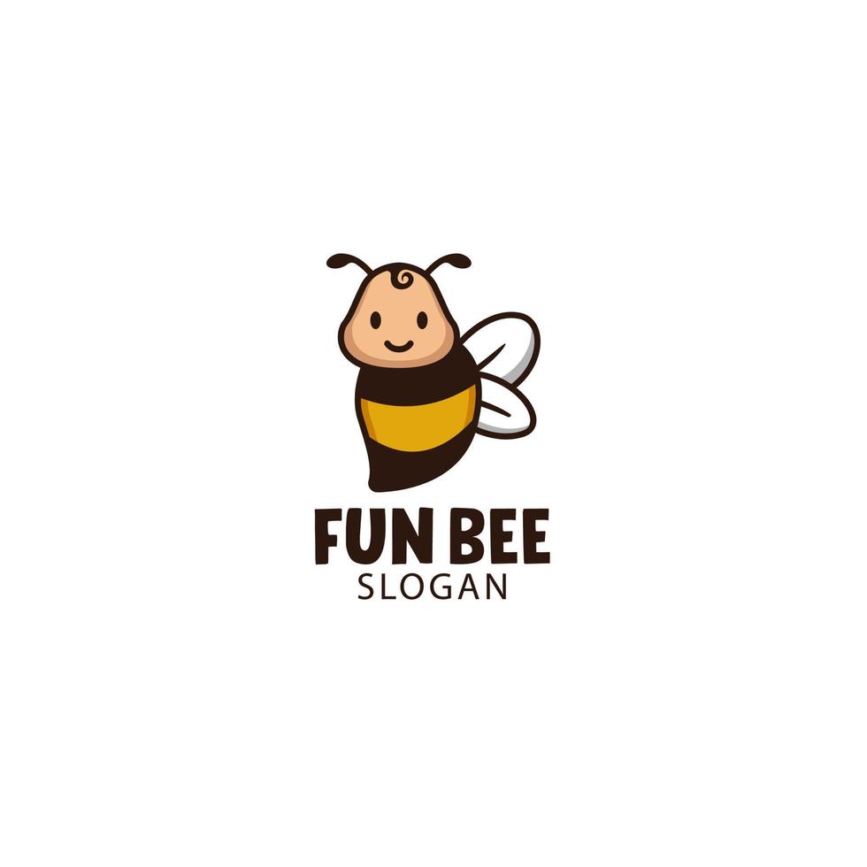 Fun bee logo vector