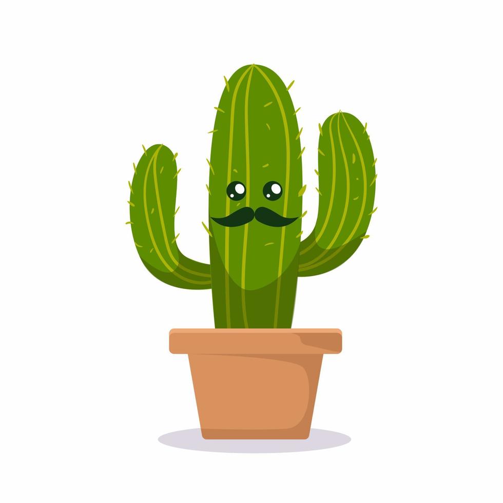 mascota de cactus plat vector