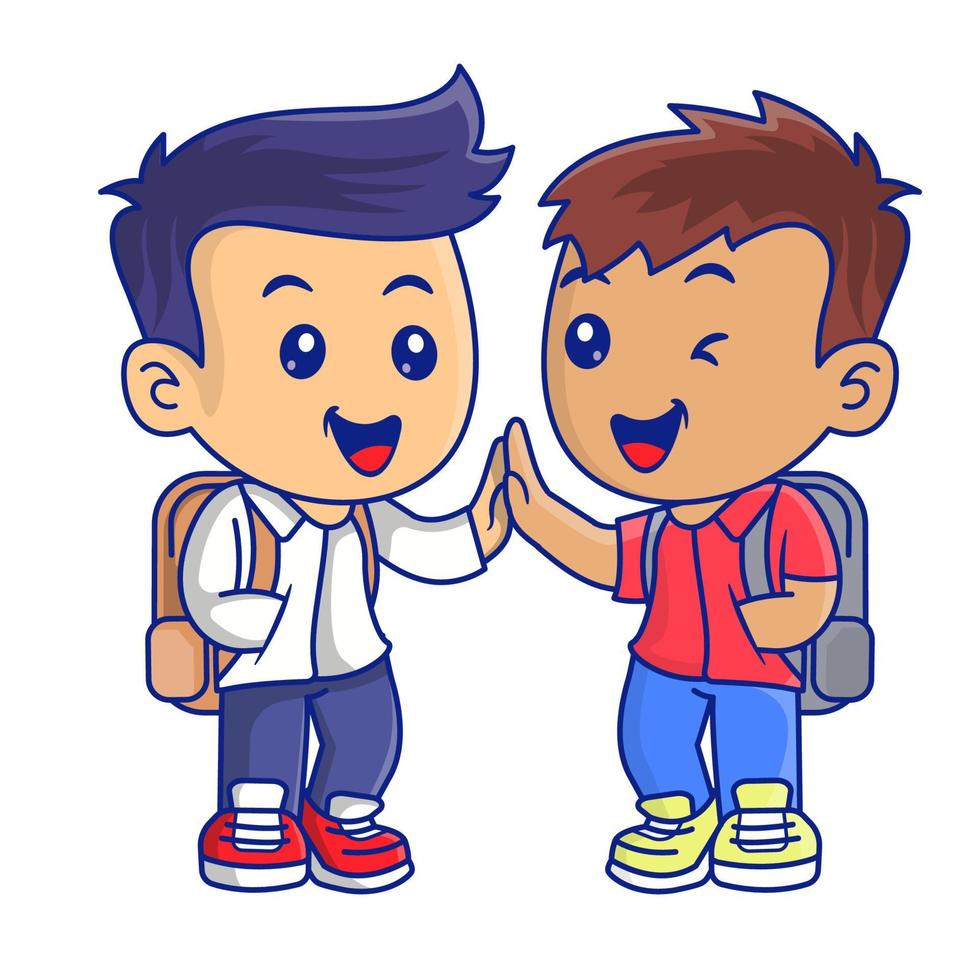 Cute kid back to school clipart vector