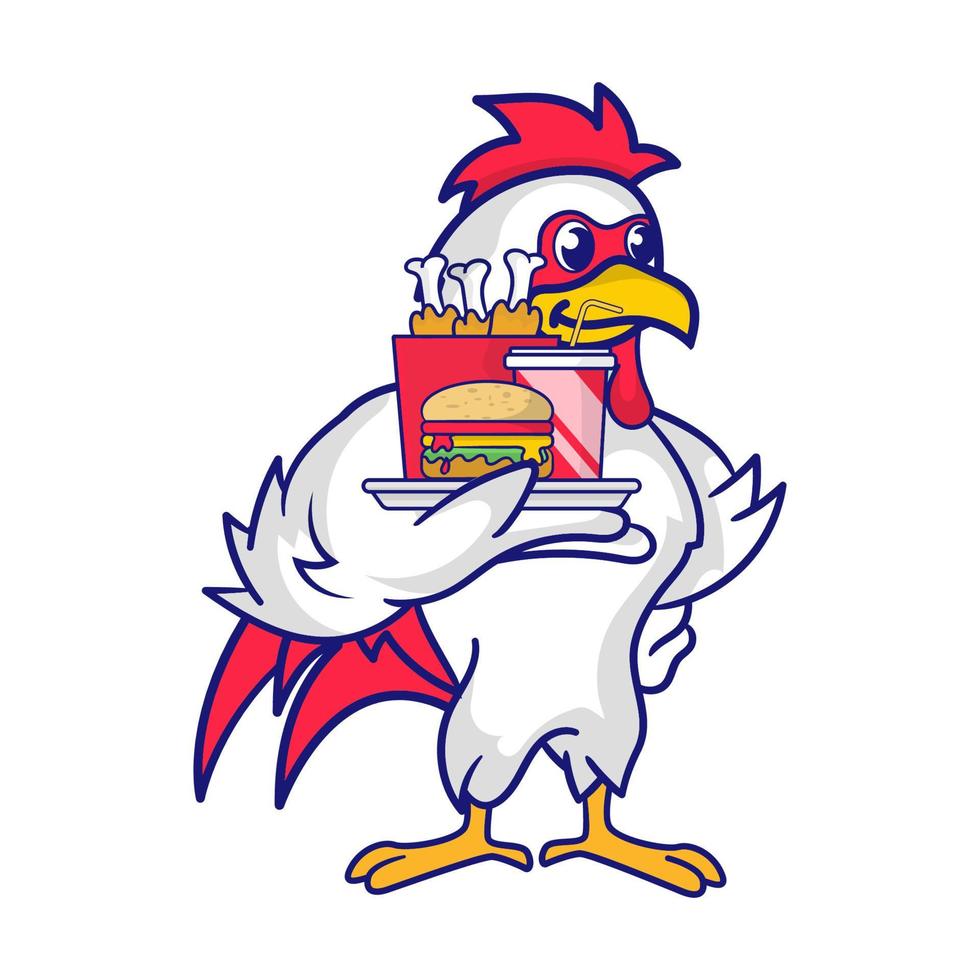 lindo diseño de mascota de pollo vector