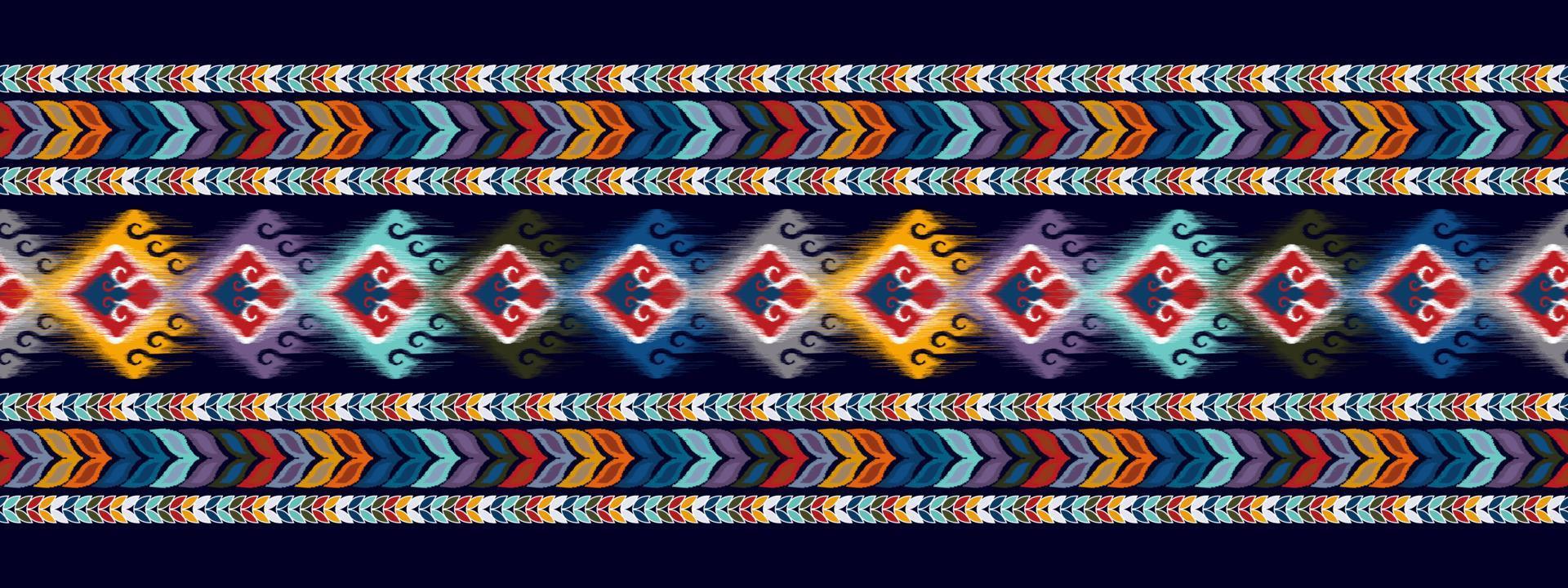 diseño de patrones sin fisuras étnicos ikat. alfombra de tela azteca adornos de mandala decoraciones textiles papel tapiz. fondo de vector de bordado tradicional de pavo étnico nativo boho tribal