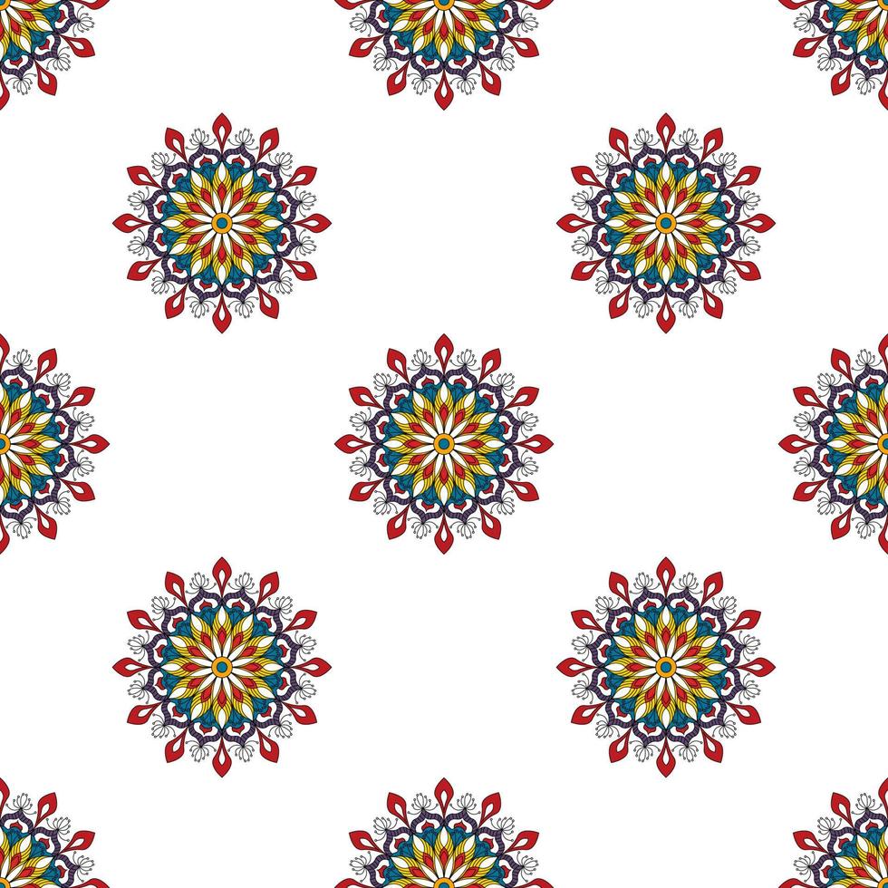 Mandala abstract geometric ethnic seamless pattern design. Aztec fabric carpet mandala Textile decorations wallpaper. Tribal boho native mandala turkey traditional embroidery vector background.