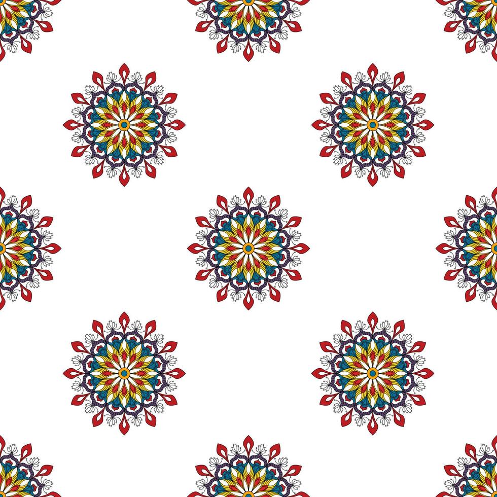 Mandala abstract geometric ethnic seamless pattern design. Aztec fabric carpet mandala Textile decorations wallpaper. Tribal boho native mandala turkey traditional embroidery vector background.