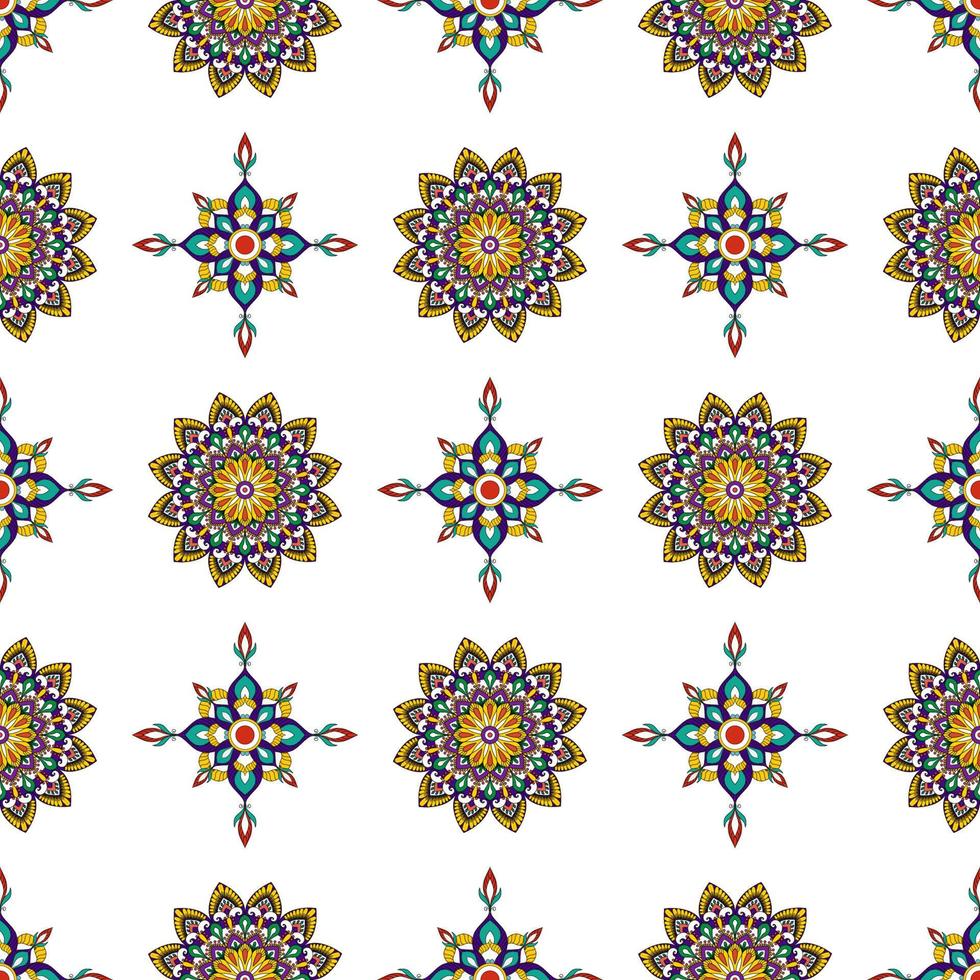 Mandala abstract geometric ethnic seamless pattern design. Aztec fabric carpet mandala Textile decorations wallpaper. Tribal boho native mandala turkey traditional embroidery vector background.