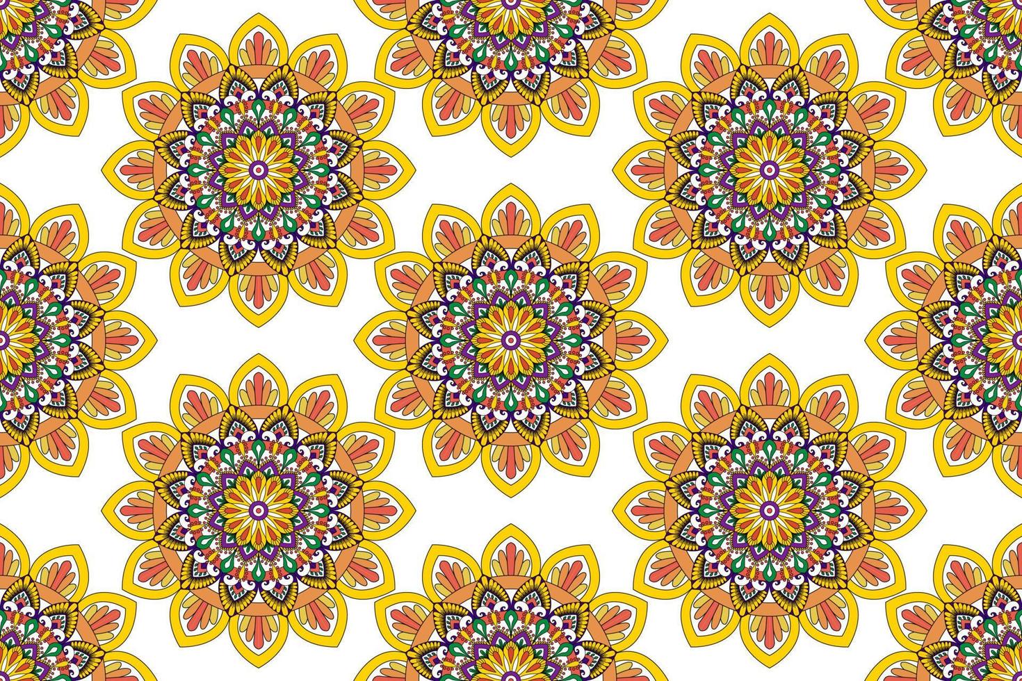 Mandala abstract geometric ethnic seamless pattern design. Aztec fabric carpet mandala Textile decorations wallpaper. Tribal boho native mandala turkey traditional embroidery vector background.