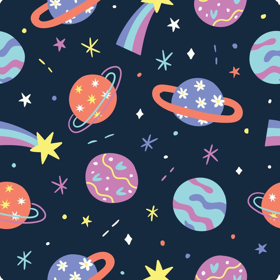 Planets pattern. Galaxy pattern. Space pattern. vector