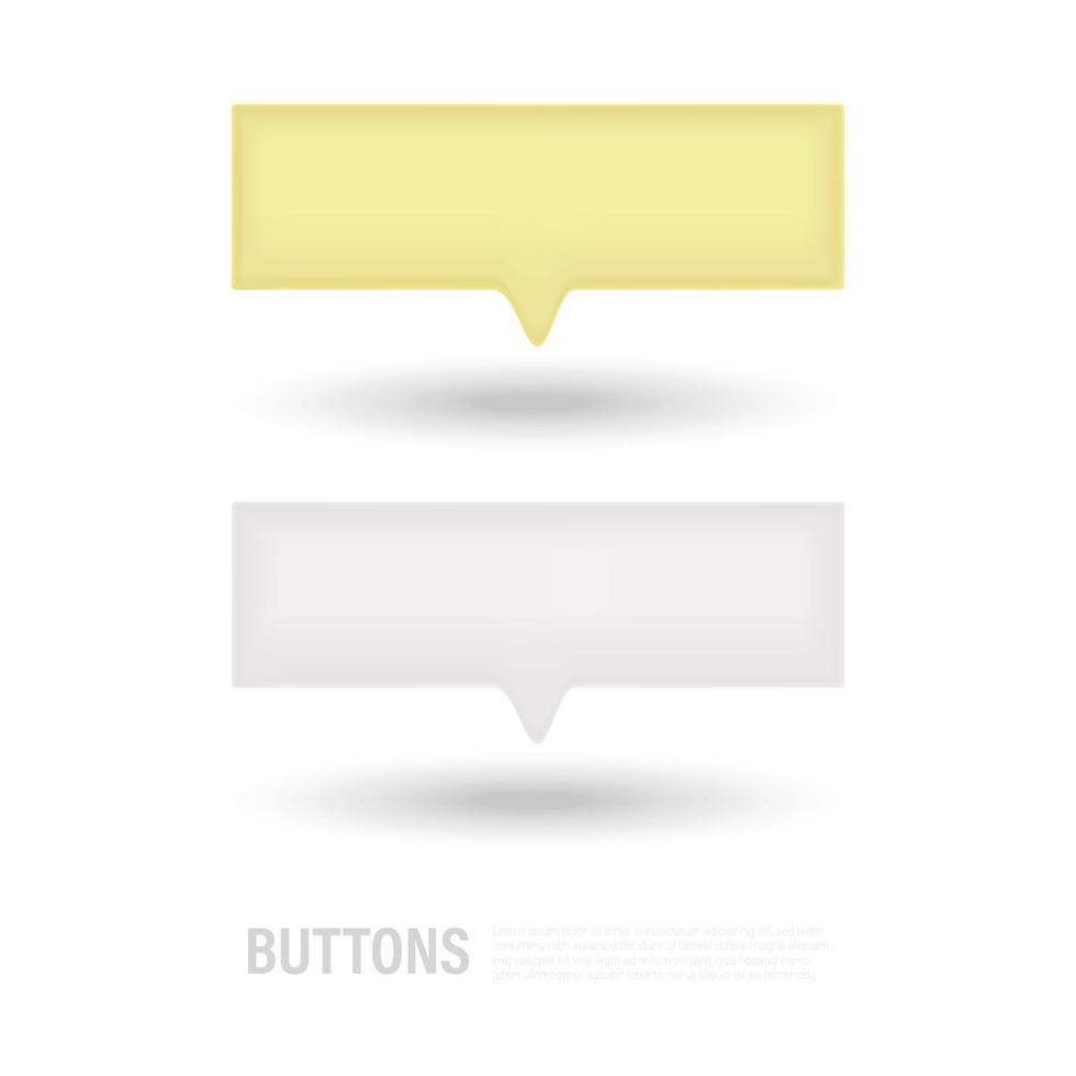 Globo de burbujas de texto 3d blanco y dorado sobre un fondo blanco vector