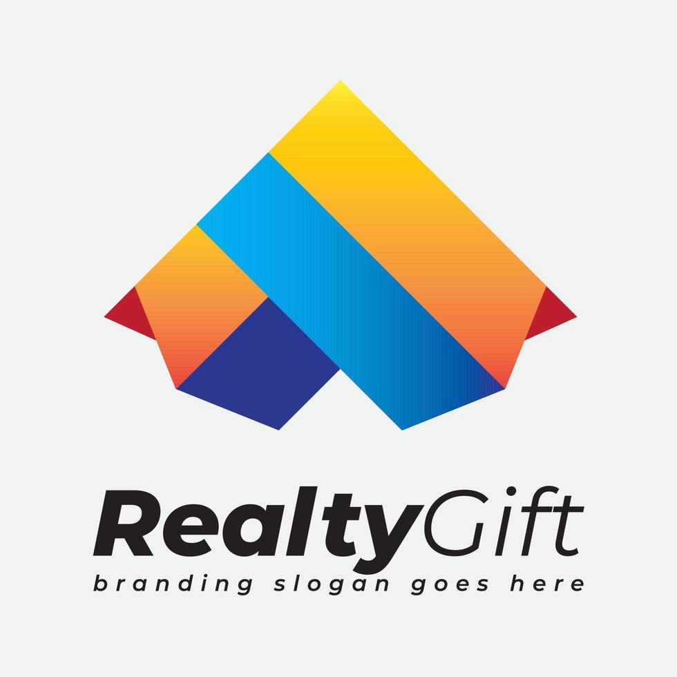 Logotipo de oferta de regalo de propiedad 3d vector