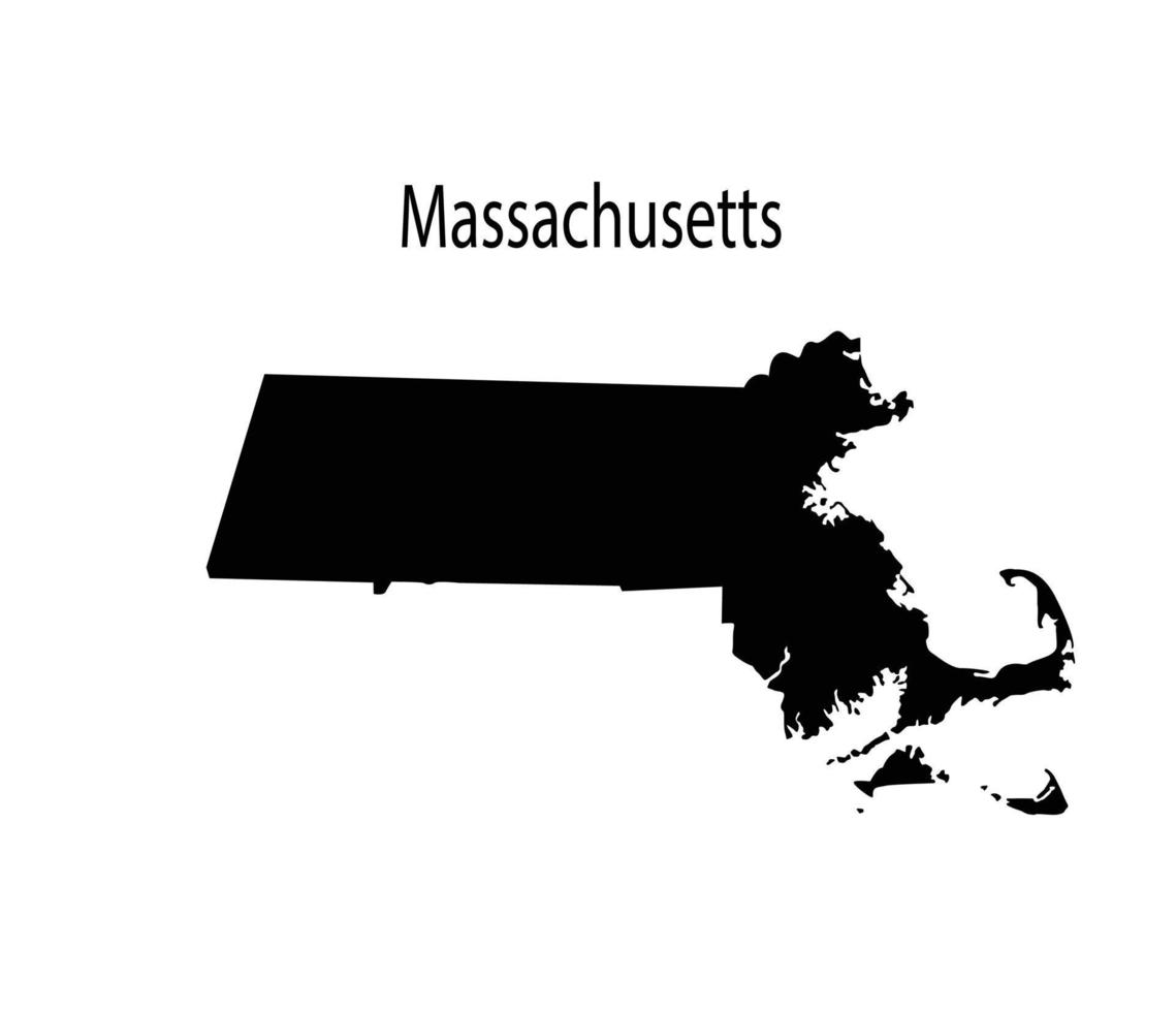 Mapa de Massachusetts silueta en fondo blanco. vector