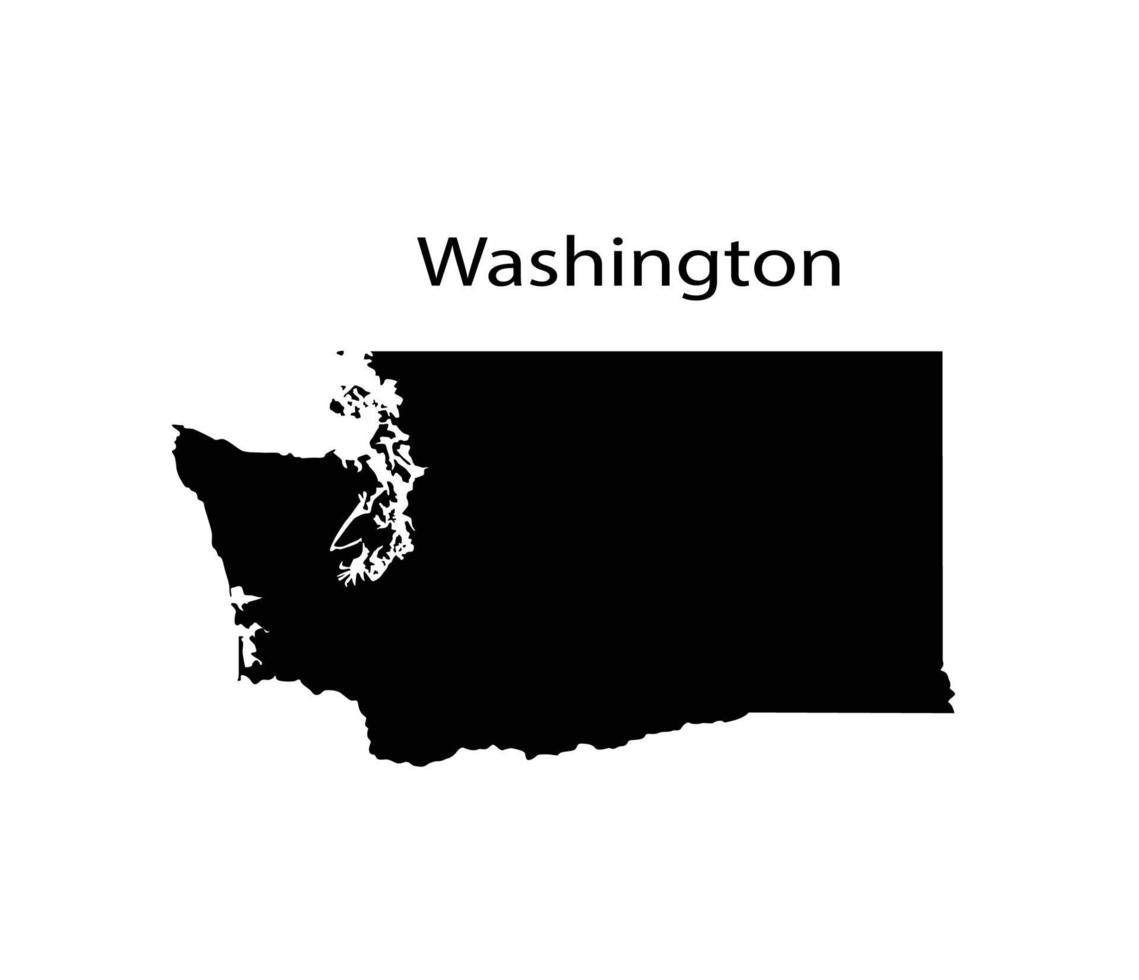silueta de mapa de washington en fondo blanco vector