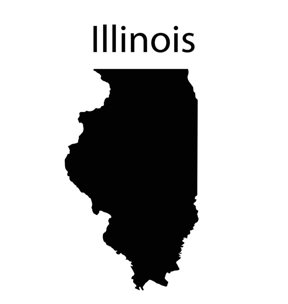 silueta de mapa de Illinois en fondo blanco vector