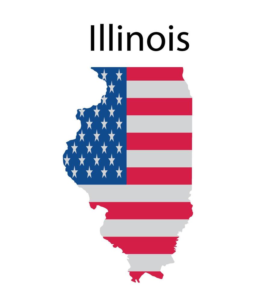 ilustración de mapa de Illinois en fondo blanco vector