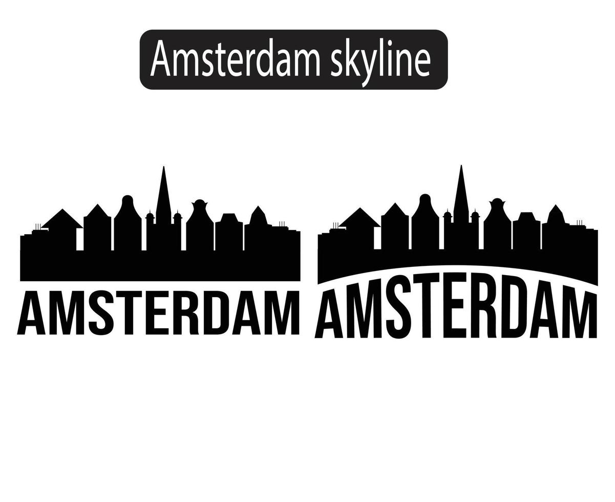 amsterdam, ciudad, contorno, silueta, vector, ilustración vector