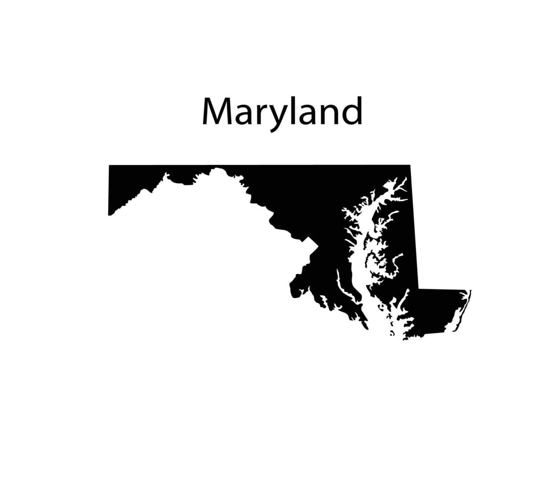 silueta de mapa de maryland en fondo blanco vector