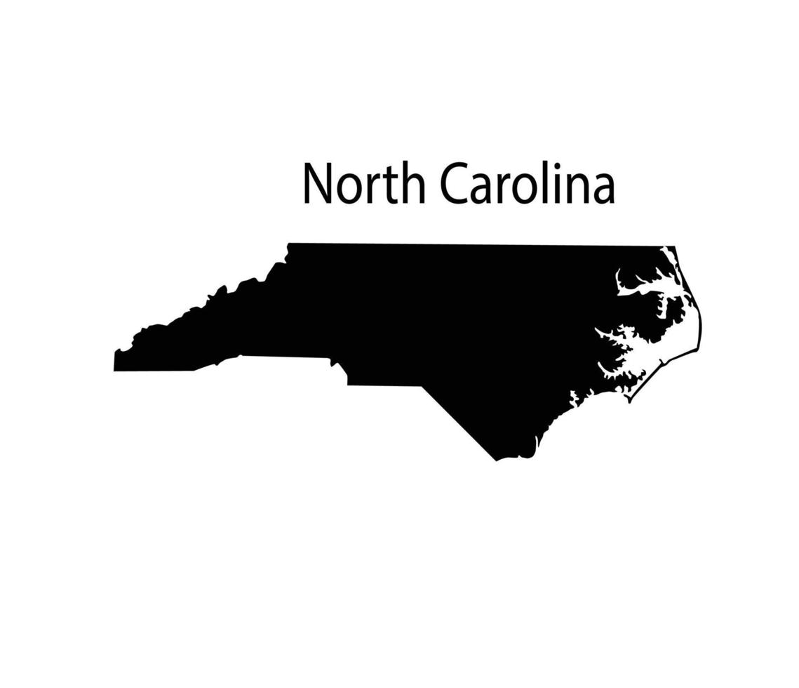 North Carolina Map Silhouette in White Background vector