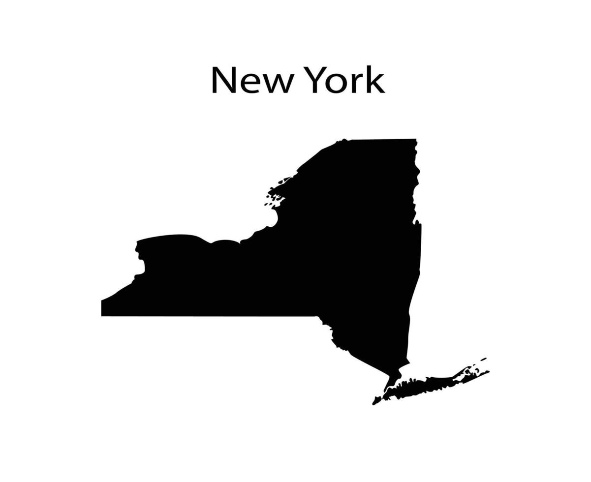 silueta de mapa de nueva york en fondo blanco vector