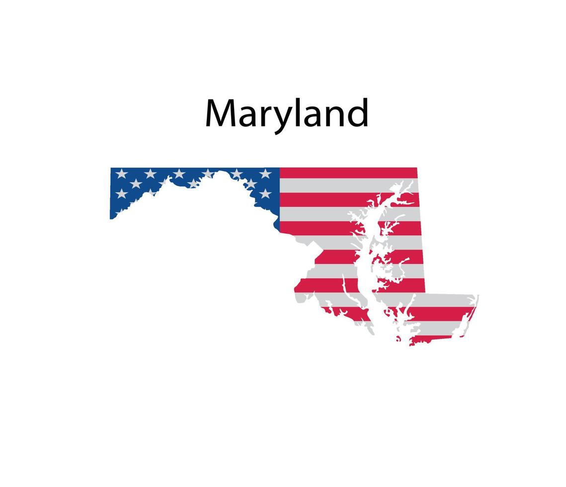 Ilustración de mapa de Maryland en fondo blanco vector