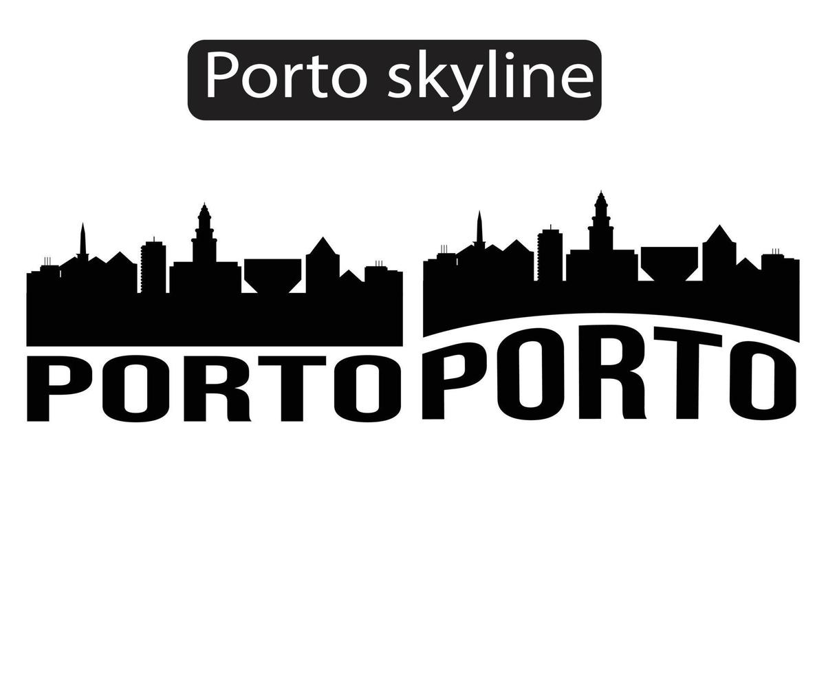 Ilustración de vector de silueta de horizonte de la ciudad de Oporto