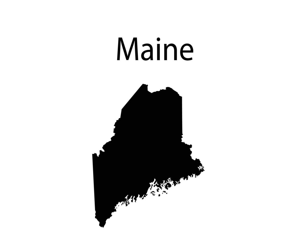 Maine Map Silhouette in White Background vector