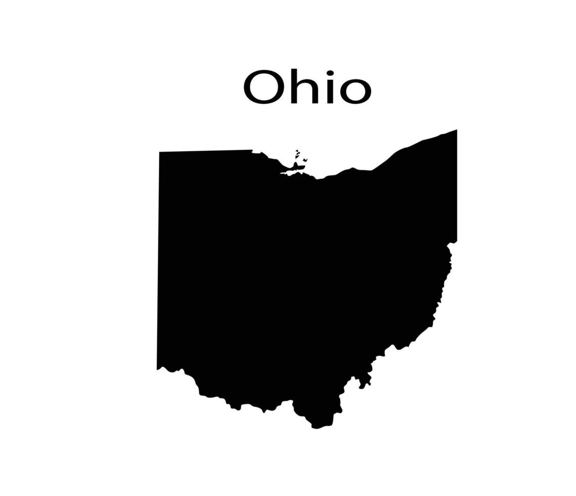 silueta de mapa de ohio en fondo blanco vector