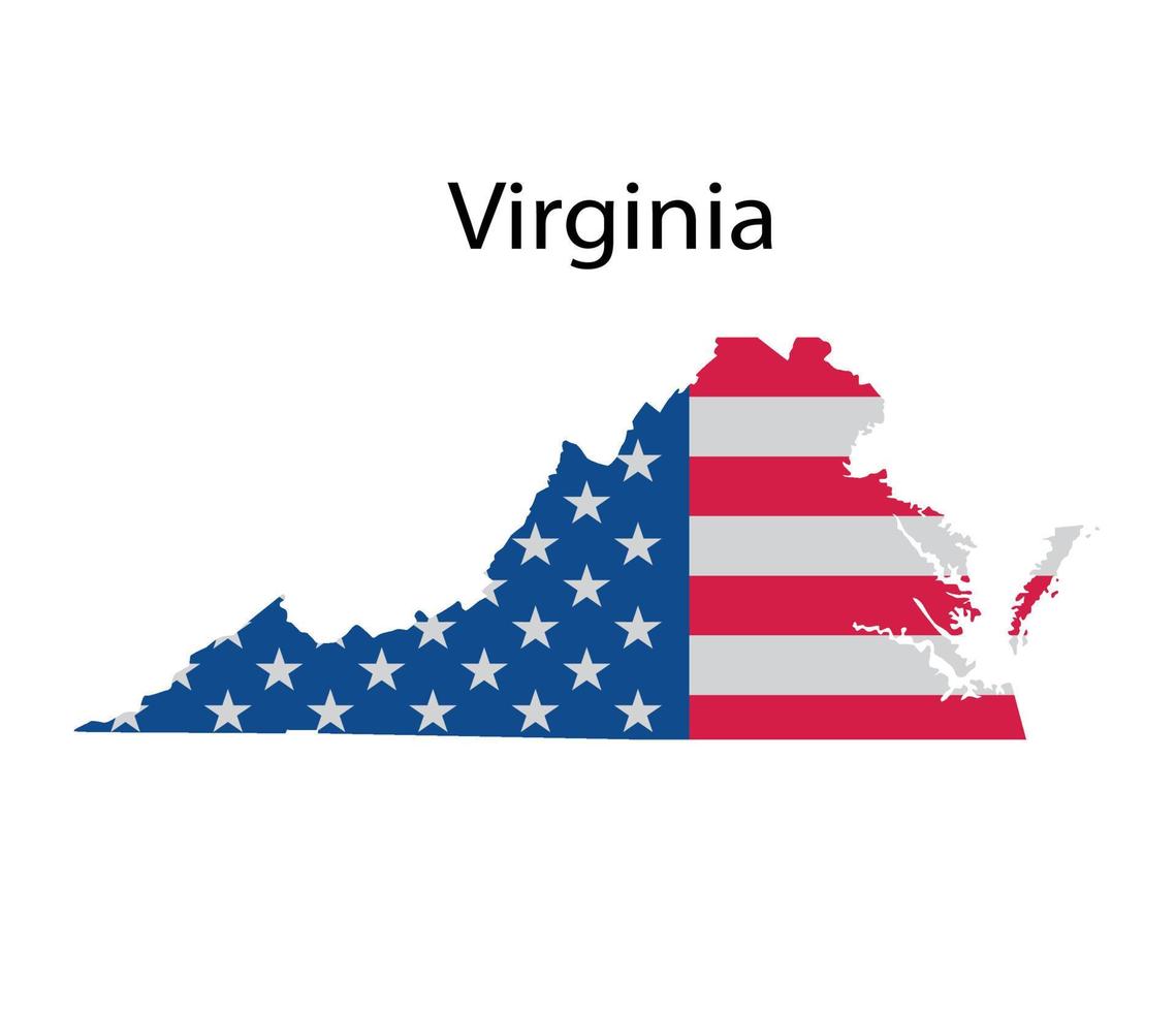 ilustración de mapa de virginia en fondo blanco vector