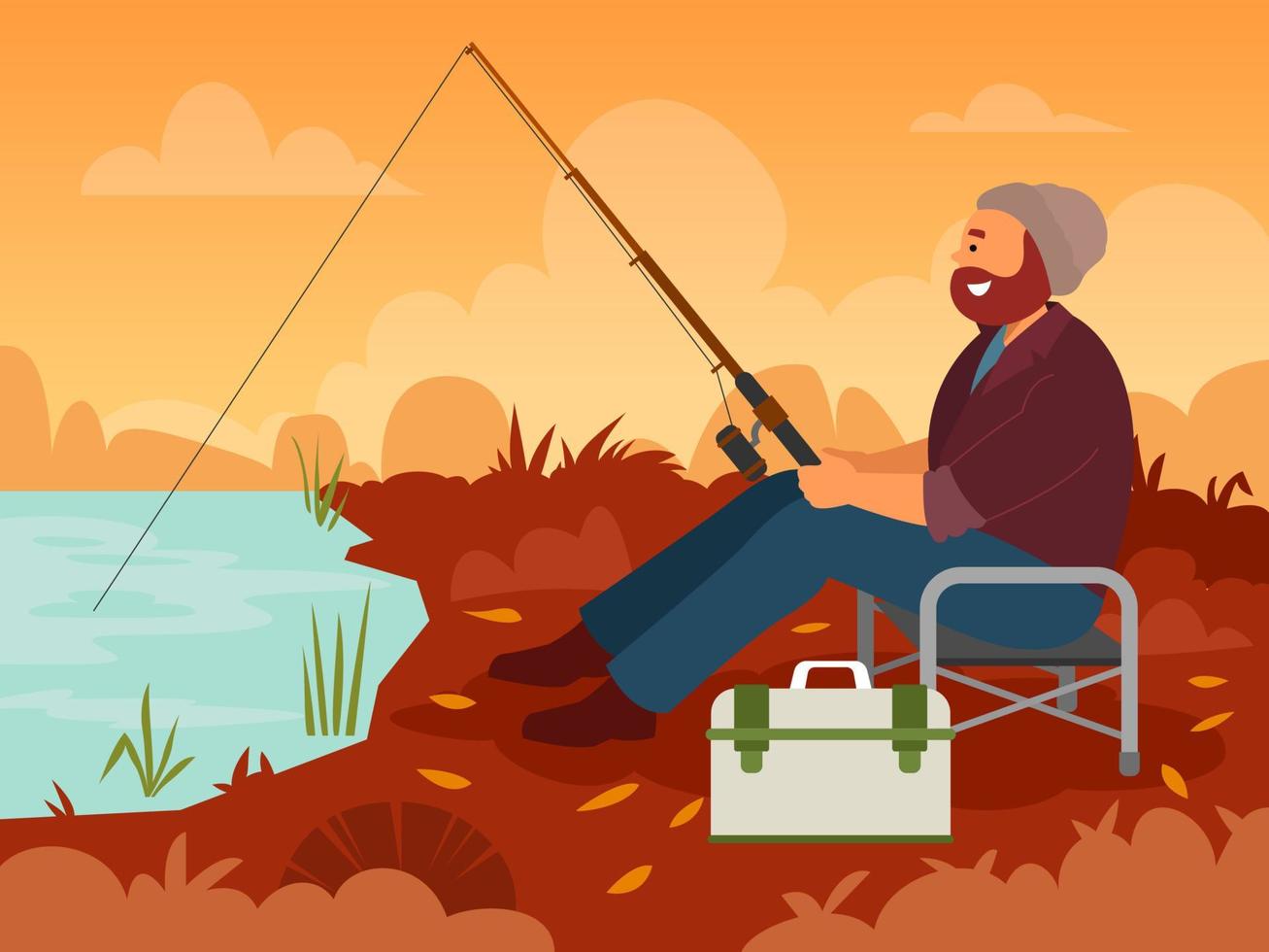 pesca en otoño vector