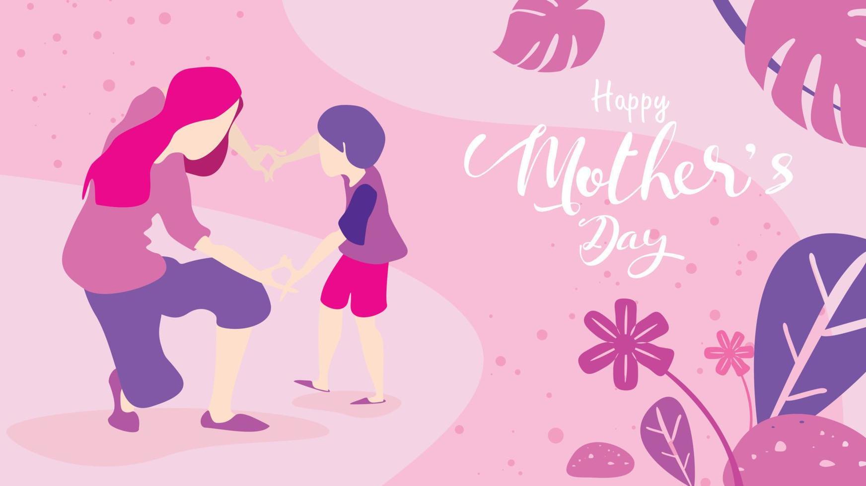 Happy mother day Child ad  mother play together vector