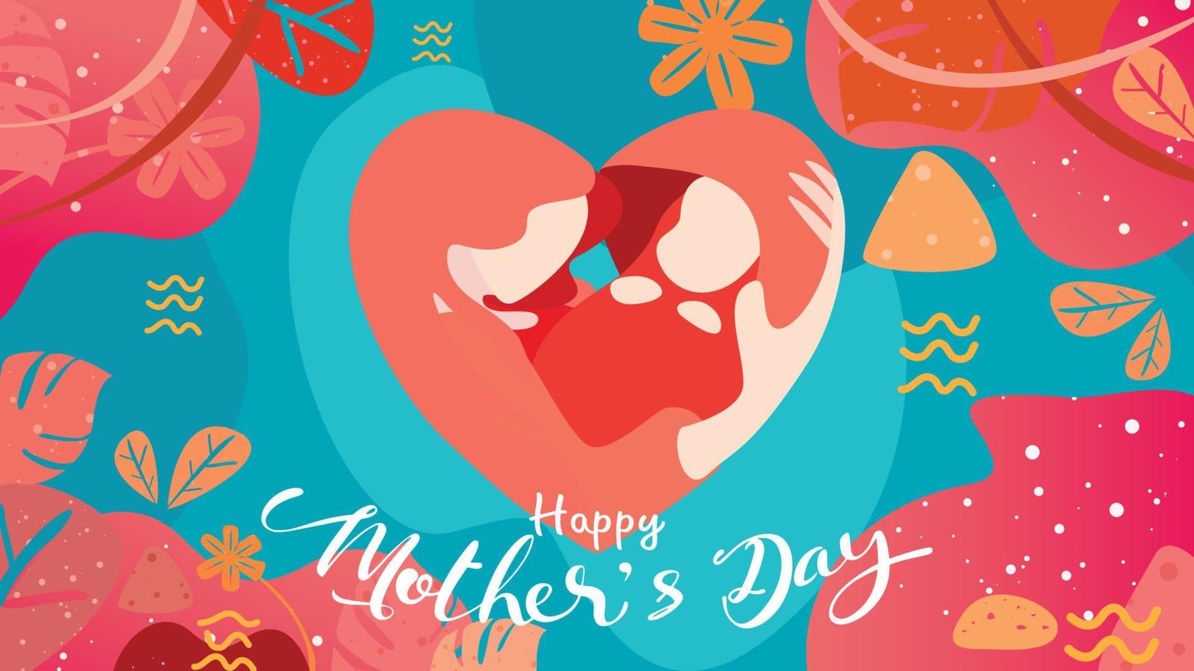 Happy mother day Child ad  mother play together vector