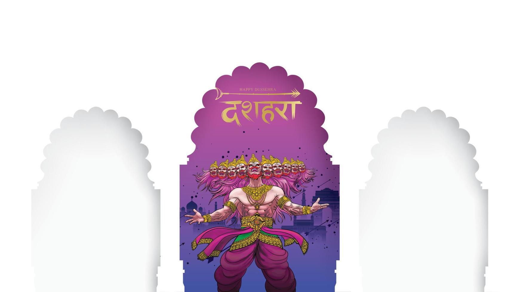 creative vector illustration of Lord Rama killing Ravana in Happy Dussehra Navratri poster festival of India. translation dussehra