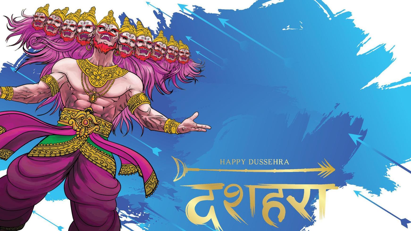 ilustración vectorial creativa de lord rama matando a ravana en el feliz festival de carteles dussehra navratri de la india. traducción dussehra vector