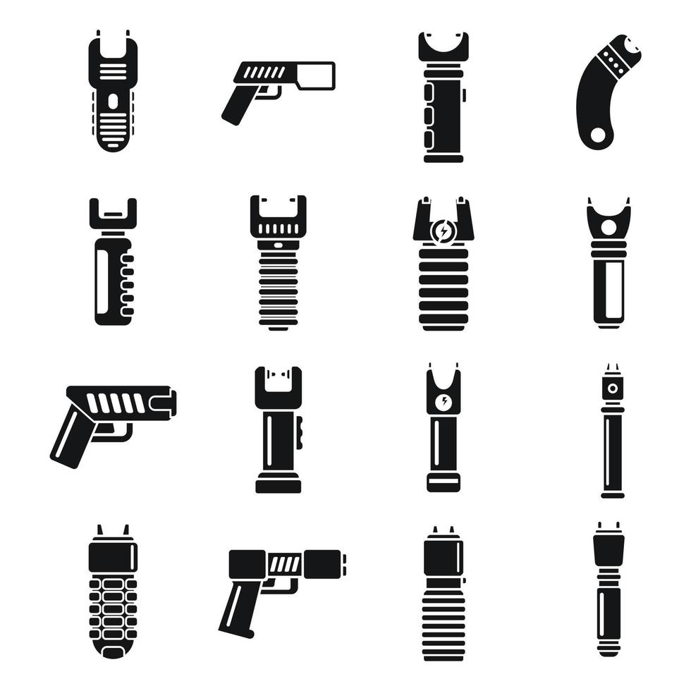 Taser icons set simple vector. Police gun vector