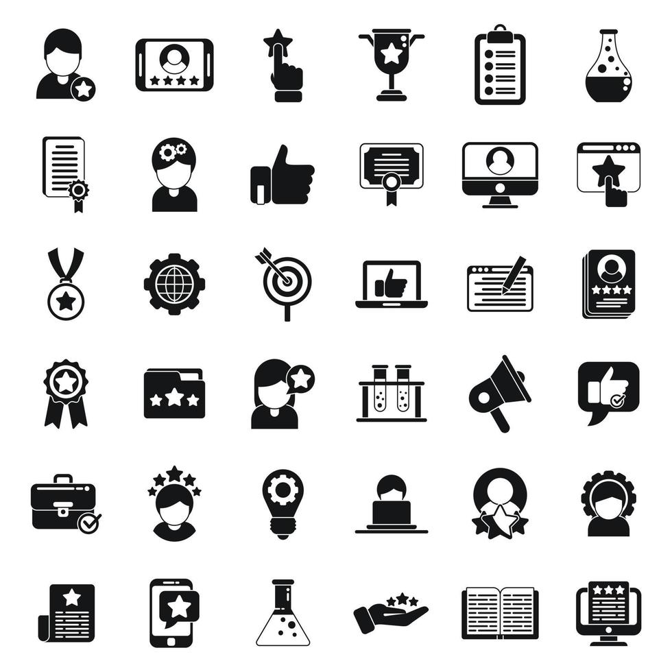 Experience icons set simple vector. Client satisfaction vector
