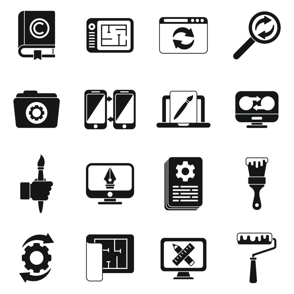 Redesign icons set simple vector. Artist brief vector