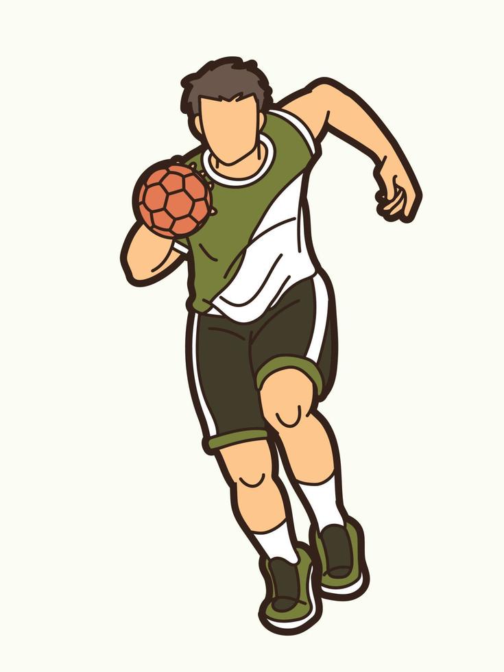 balonmano deporte masculino jugador corriendo vector