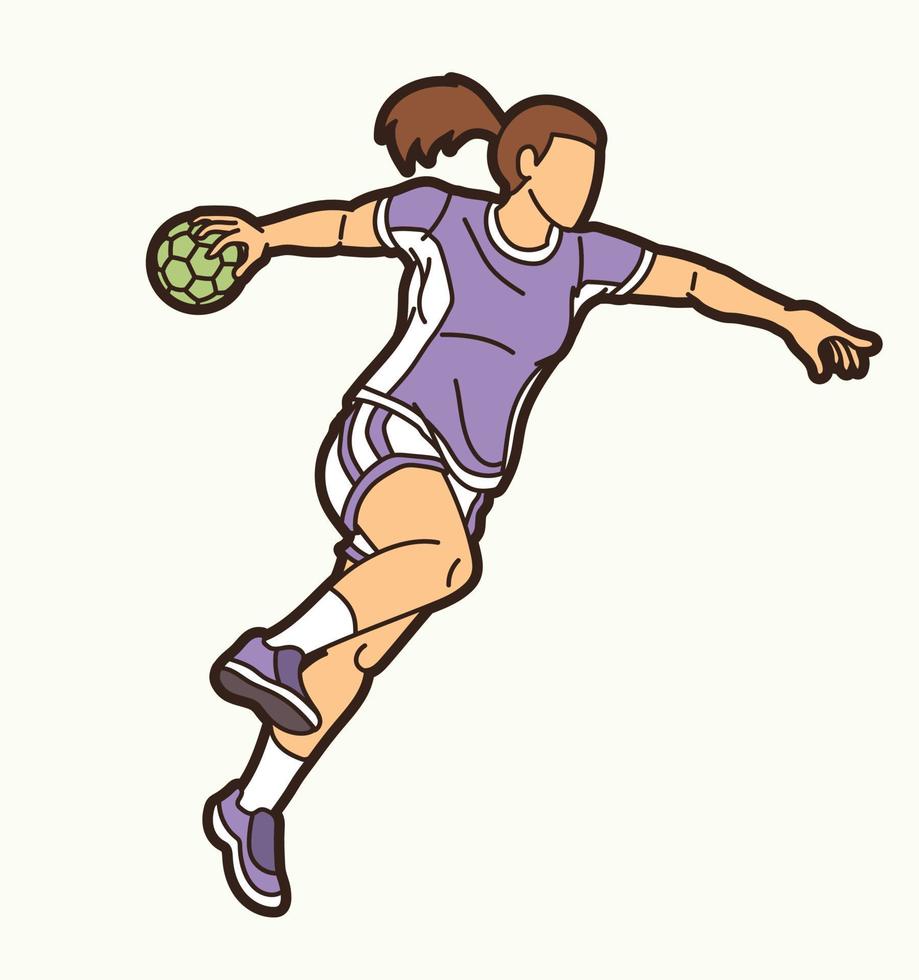 balonmano deporte femenino jugador acción vector