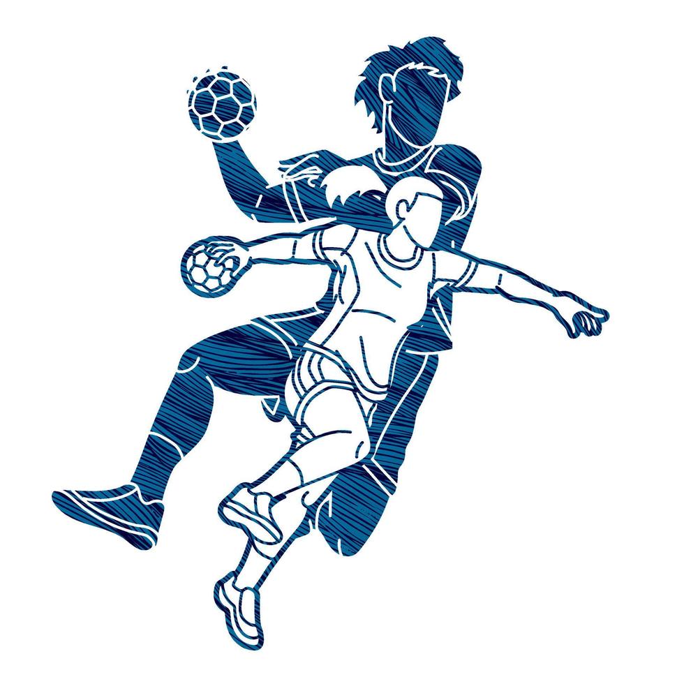 Group of Handball Players Male and Female vector