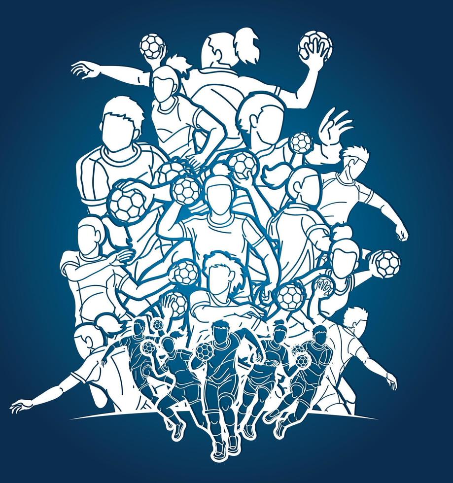 Shadow Group of Handball Players vector