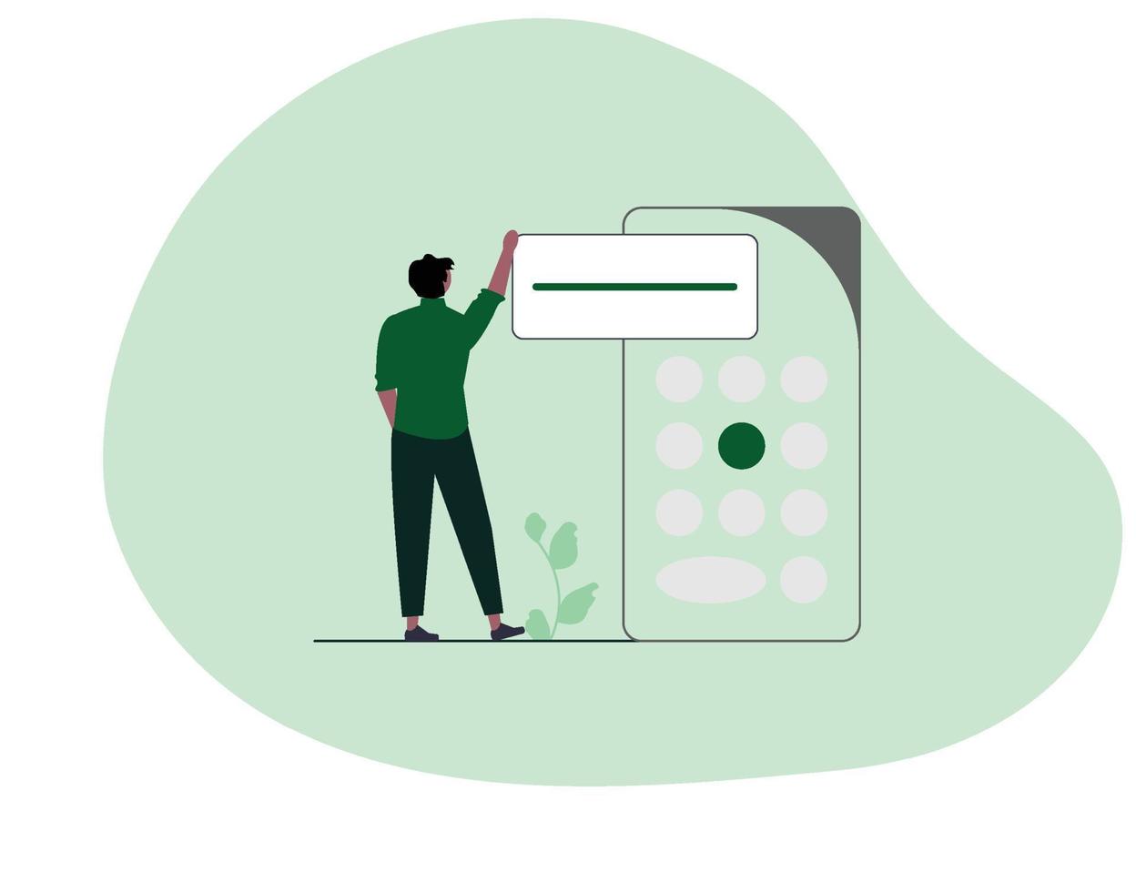 Person Using Calculator Flat vector