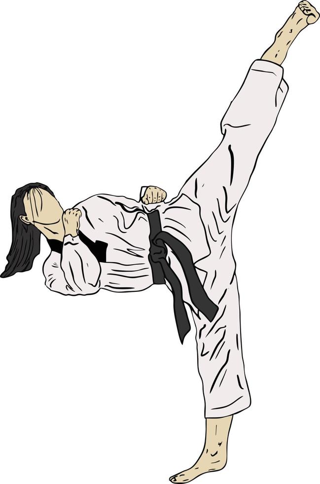 técnica y pose de patada vectorial de taekwondo vector