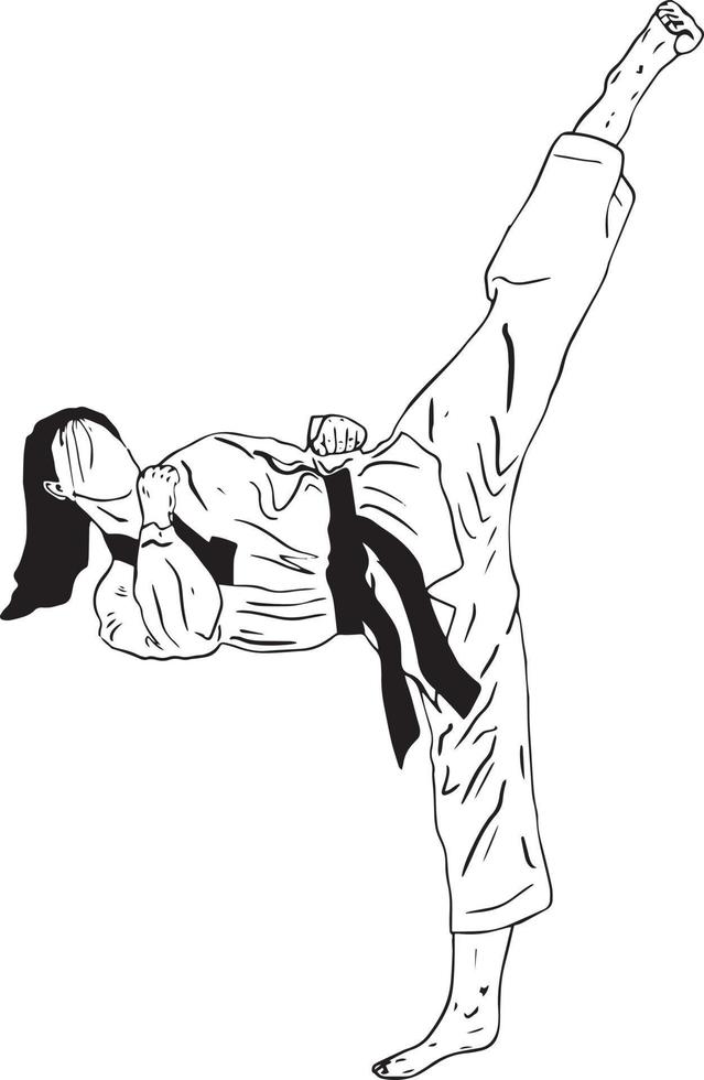 taekwondo kick vector silhouette
