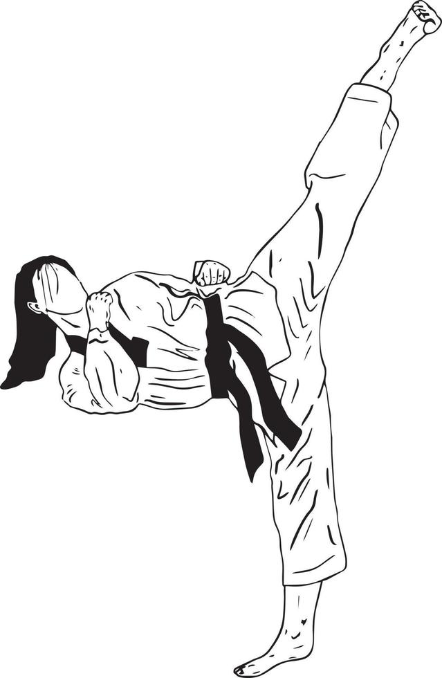 taekwondo kick vector silhouette