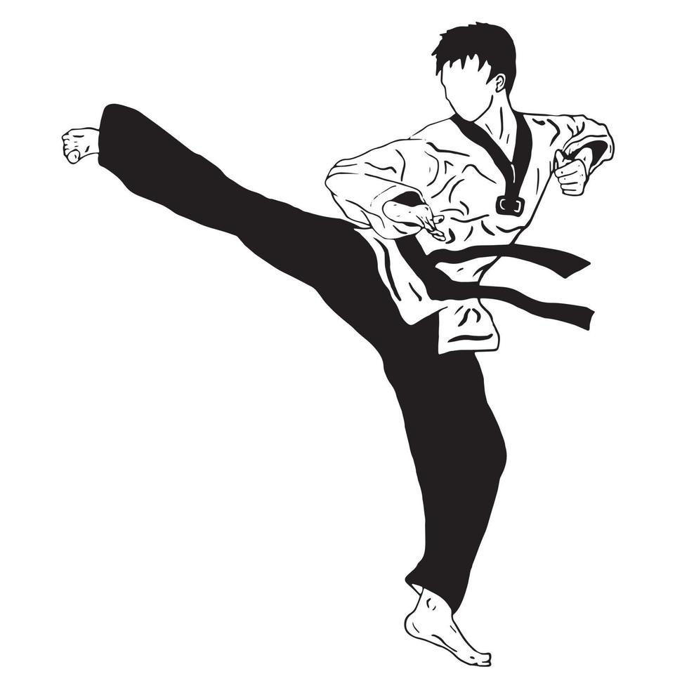 taekwondo kick vector