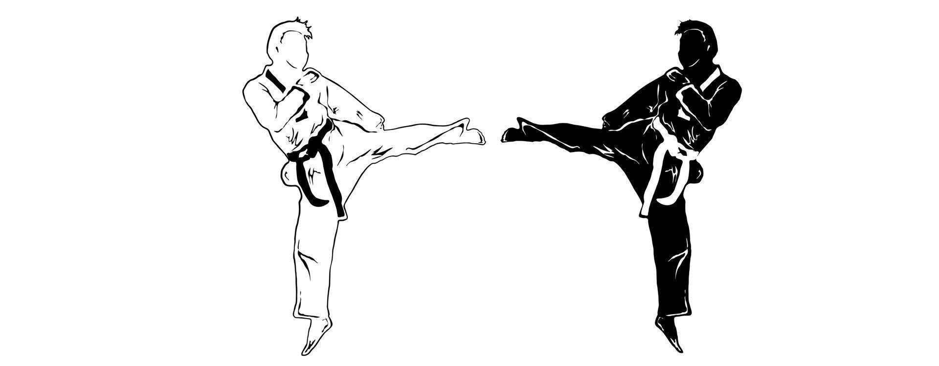 Ilustración de vector de patada de taekwondo