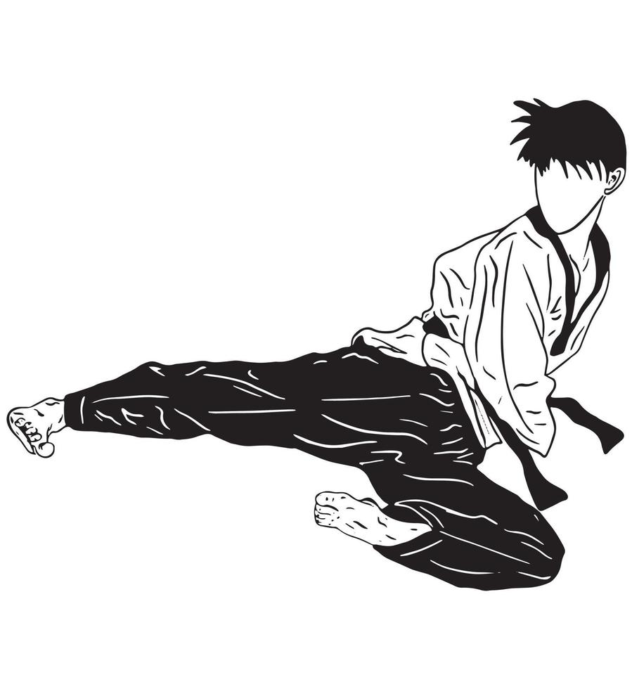 técnica y pose de patada vectorial de taekwondo vector
