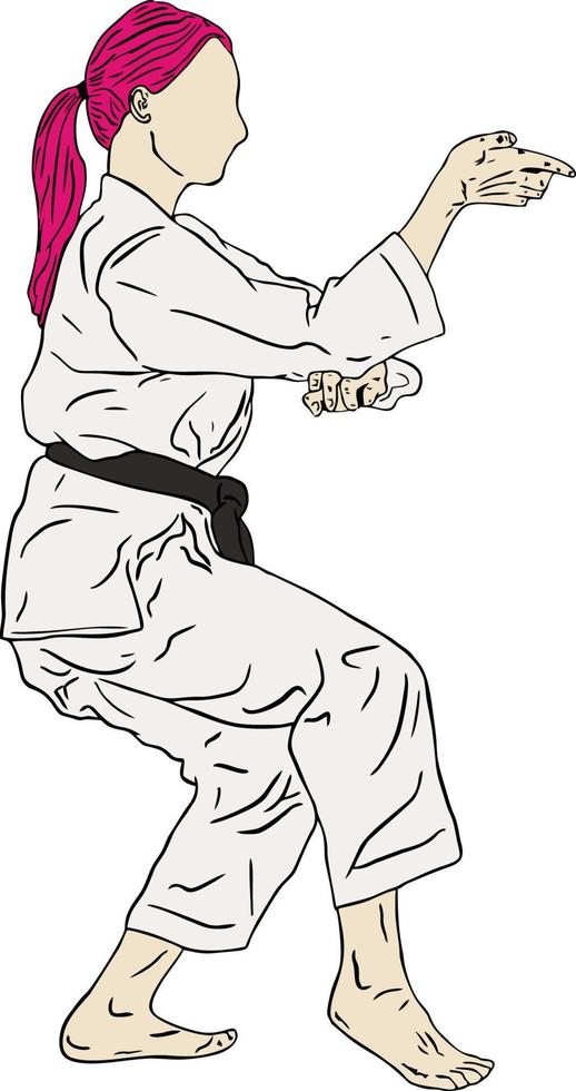 técnica y pose de patada vectorial de taekwondo vector