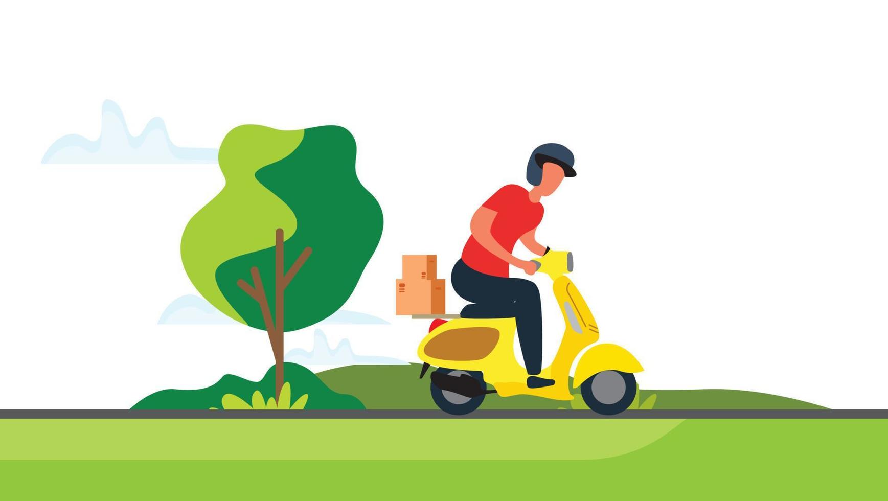 Flat phone and shop scooter delivery order ilustration vector